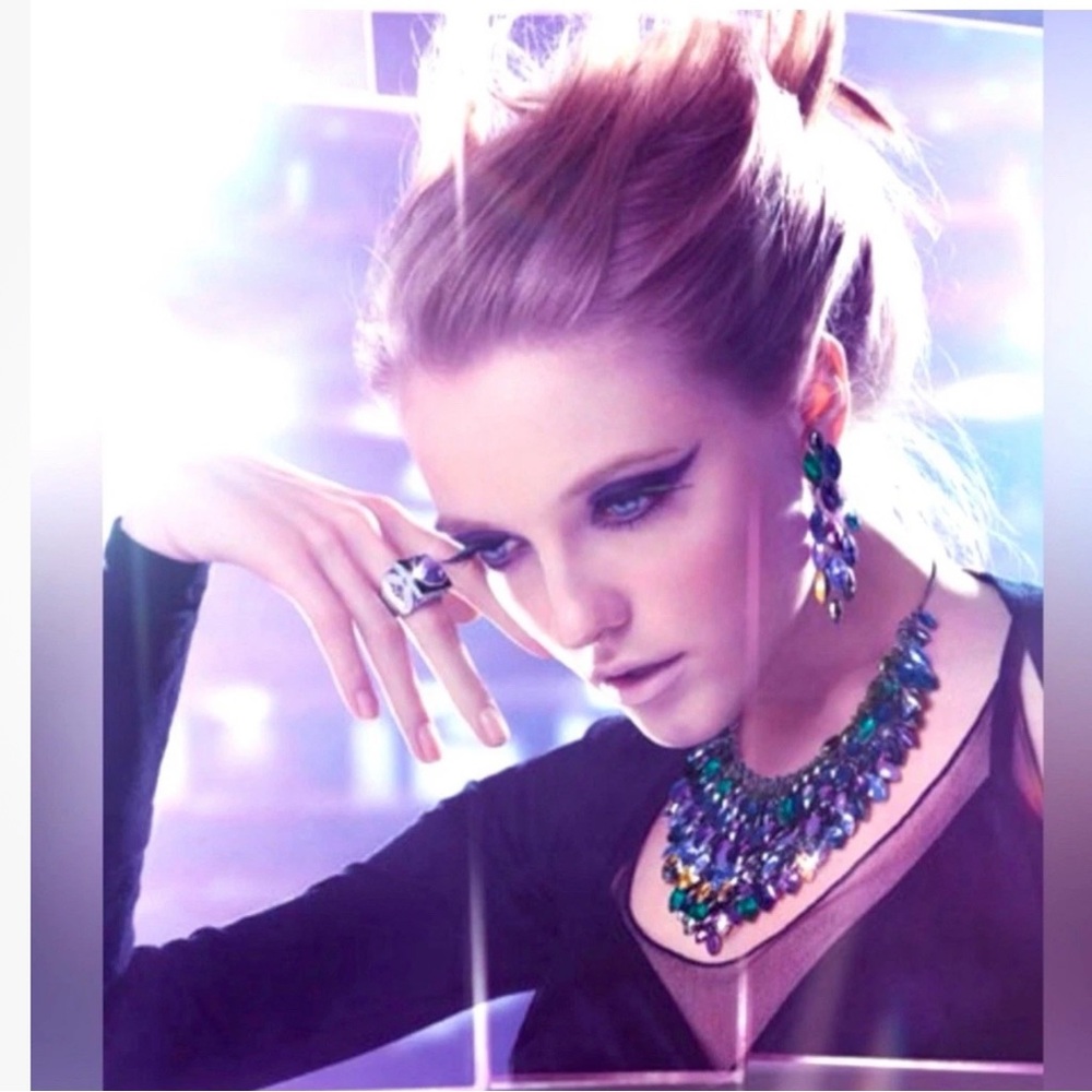 Rare Find Authentic Swarovski Elegant Multicolor 🦚 Statement Necklace $$$$